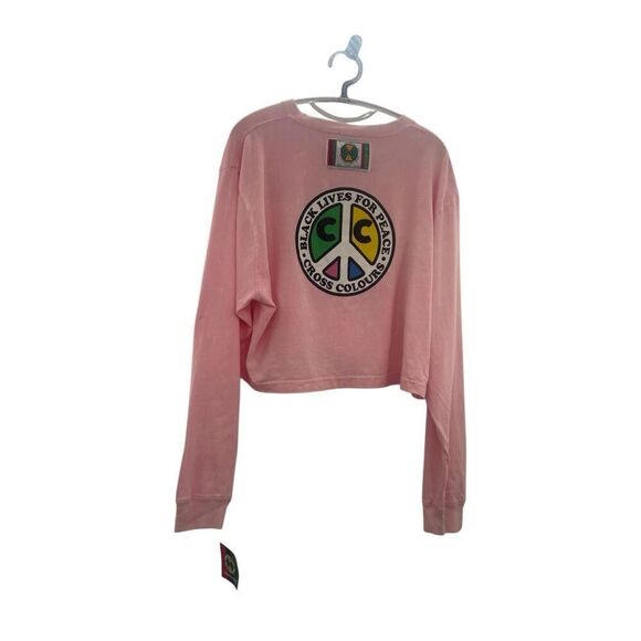New with tags Cross Colours Pink Long Sleeve Crop Top Black Lives Matter new wit - Picture 4 of 11